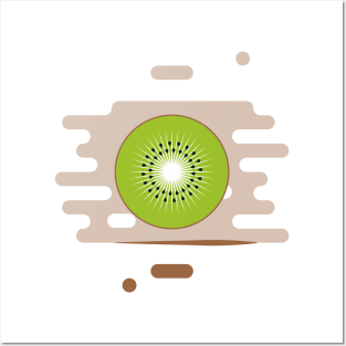 Kiwi fruit in a splash of juice Posters and Art